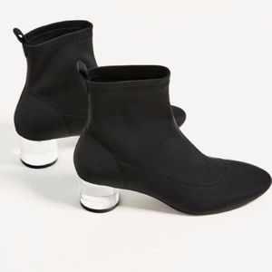 Zara acrylic clear heel sock boots